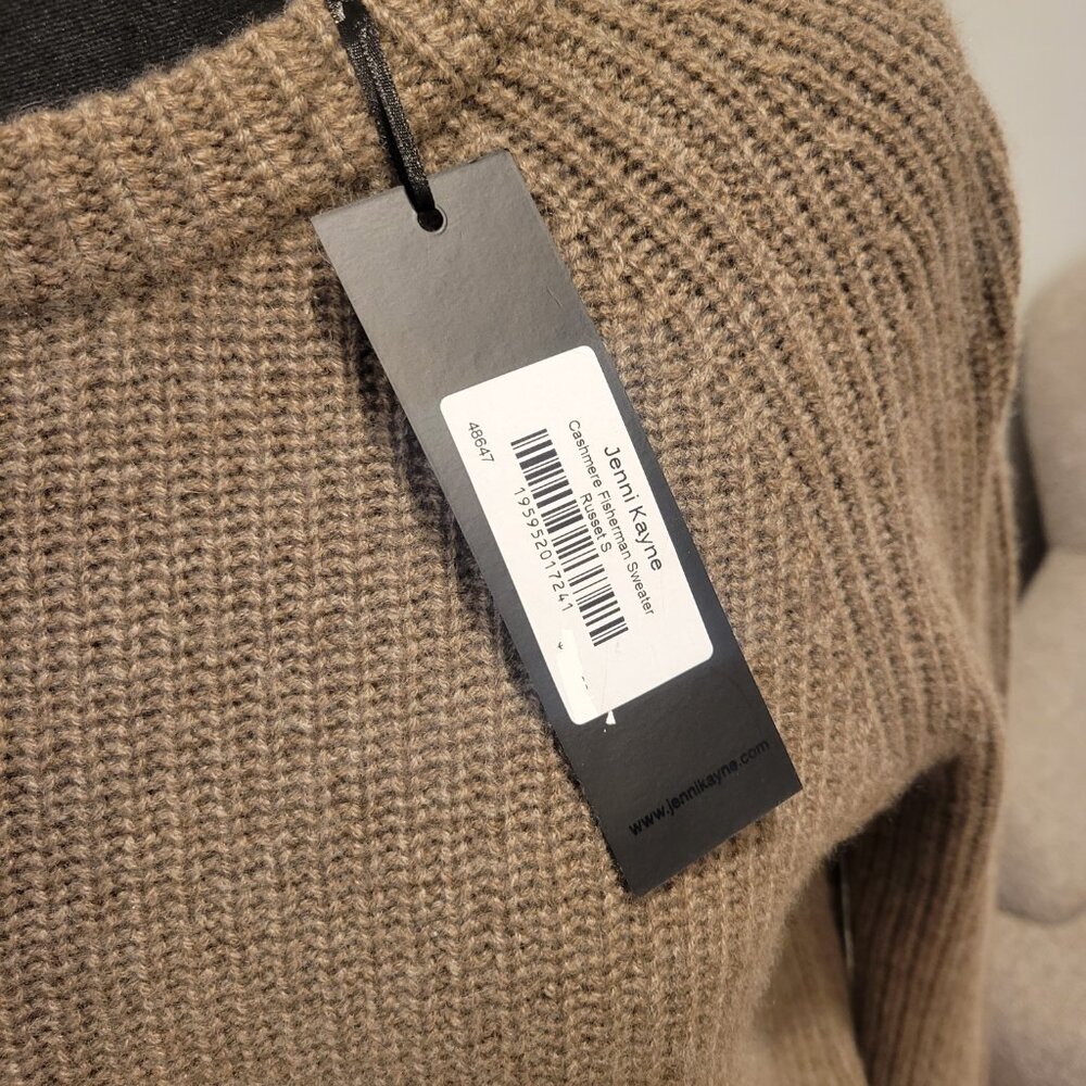 NWT Jenni Kayne 100% Cashmere Fisherman Sweater - Russet Brown, Size Small - Picture 6 of 7